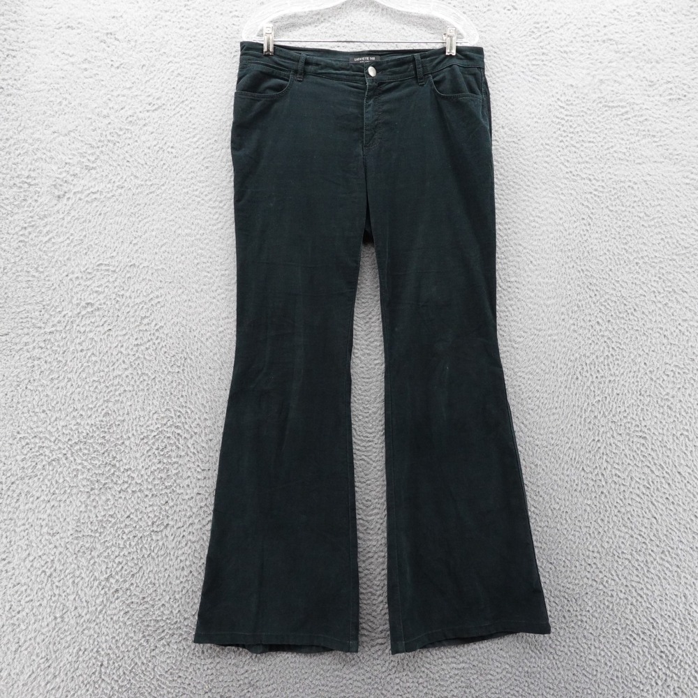 Lafayette 148 Corduroy Flare Pants Size 8 Green Women Soft Mid Rise Stretch